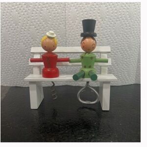 Vintage Wooden 3-Piece Bar Set Bottle Opener & Corkscrew on Park Bench